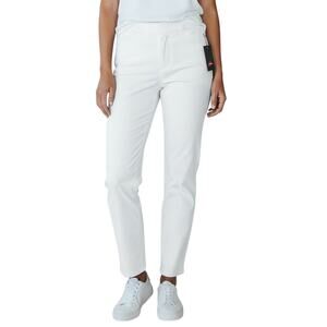 Denim & Co NWT White Pants 14 Tall Pull On Straight Leg High Rise Stretch